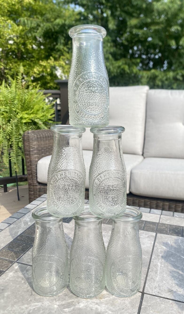 Vintage Dairy Milk Bottles Heritage Company 5.25" Half Pint Glass Since 1810